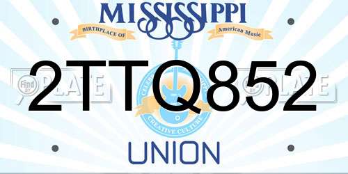 2TTQ852 Mississippi License Plate