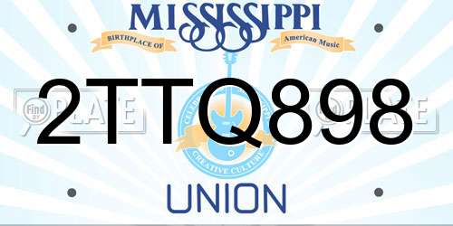 2TTQ898 Mississippi License Plate