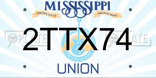 2TTX74 Mississippi License Plate