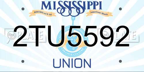 2TU5592 Mississippi License Plate