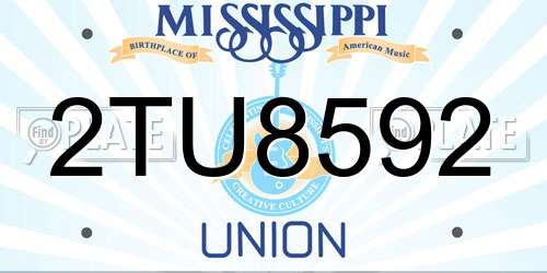 2TU8592 Mississippi License Plate