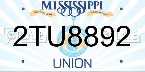 2TU8892 Mississippi License Plate