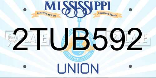 2TUB592 Mississippi License Plate