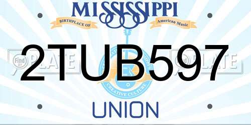 2TUB597 Mississippi License Plate