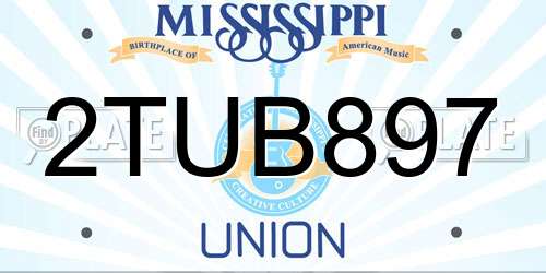2TUB897 Mississippi License Plate