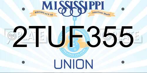 2TUF355 Mississippi License Plate