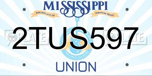 2TUS597 Mississippi License Plate