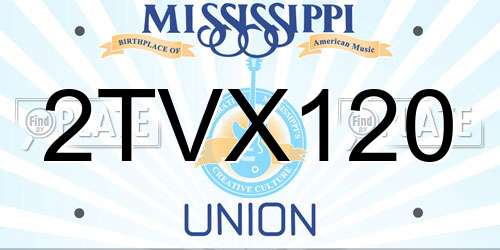2TVX120 Mississippi License Plate