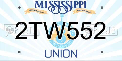 2TW552 Mississippi License Plate