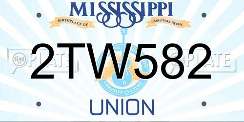 2TW582 Mississippi License Plate
