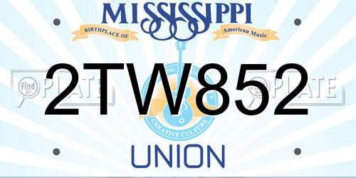 2TW852 Mississippi License Plate
