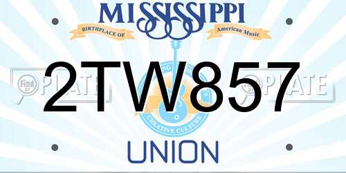 2TW857 Mississippi License Plate