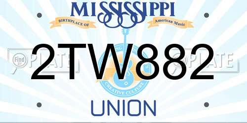 2TW882 Mississippi License Plate