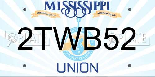 2TWB52 Mississippi License Plate