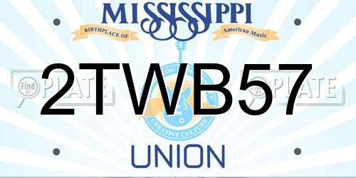 2TWB57 Mississippi License Plate