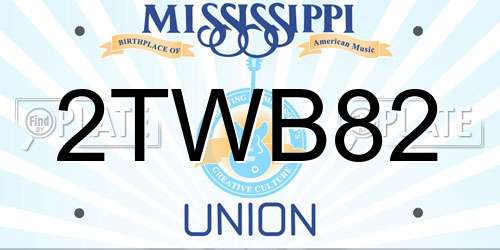 2TWB82 Mississippi License Plate