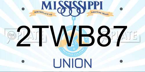 2TWB87 Mississippi License Plate