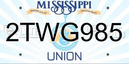 2TWG985 Mississippi License Plate