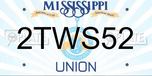 2TWS52 Mississippi License Plate