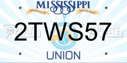 2TWS57 Mississippi License Plate
