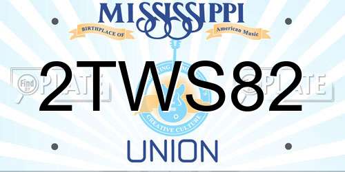 2TWS82 Mississippi License Plate