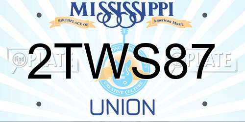 2TWS87 Mississippi License Plate