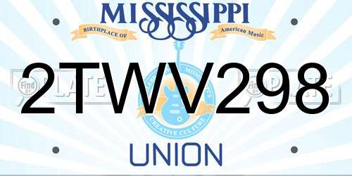 2TWV298 Mississippi License Plate