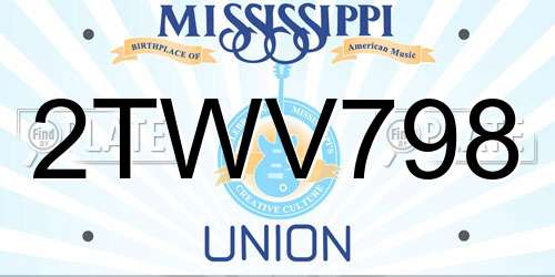 2TWV798 Mississippi License Plate