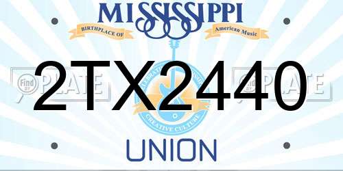 2TX2440 Mississippi License Plate
