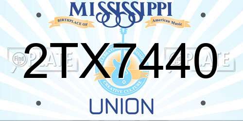 2TX7440 Mississippi License Plate