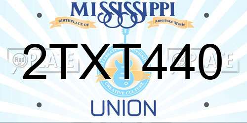 2TXT440 Mississippi License Plate