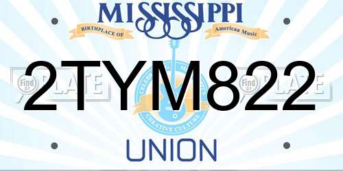 2TYM822 Mississippi License Plate