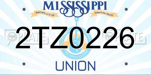 2TZ0226 Mississippi License Plate