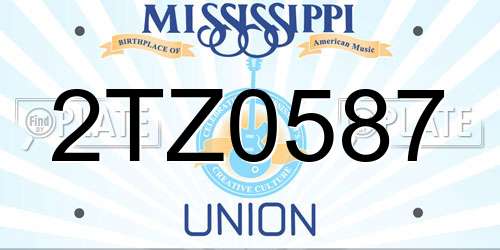 2TZ0587 Mississippi License Plate