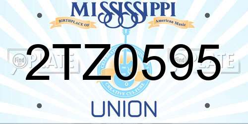 2TZ0595 Mississippi License Plate