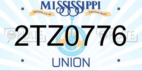 2TZ0776 Mississippi License Plate