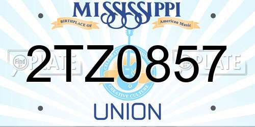 2TZ0857 Mississippi License Plate