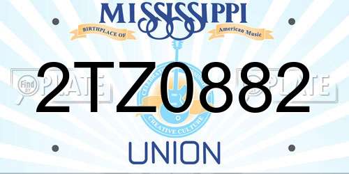 2TZ0882 Mississippi License Plate
