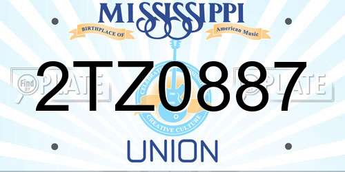 2TZ0887 Mississippi License Plate