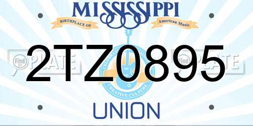 2TZ0895 Mississippi License Plate