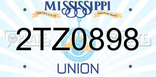 2TZ0898 Mississippi License Plate