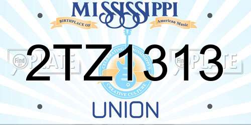 2TZ1313 Mississippi License Plate
