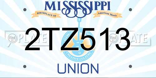 2TZ513 Mississippi License Plate