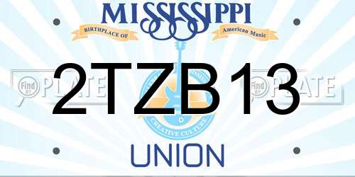 2TZB13 Mississippi License Plate