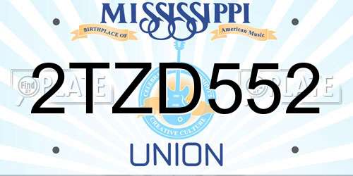 2TZD552 Mississippi License Plate