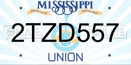 2TZD557 Mississippi License Plate