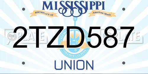 2TZD587 Mississippi License Plate