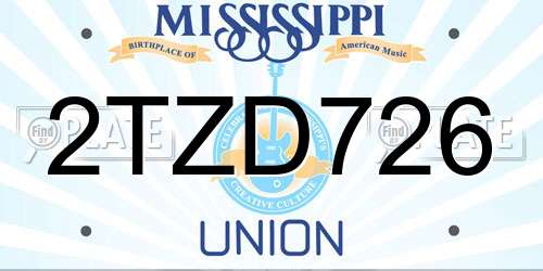 2TZD726 Mississippi License Plate
