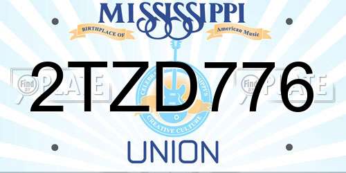 2TZD776 Mississippi License Plate