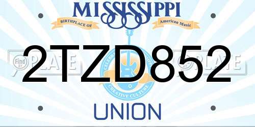 2TZD852 Mississippi License Plate